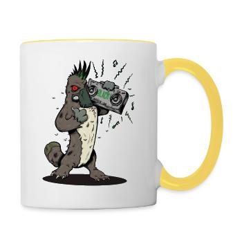 Platypus with Boombox - Contrasting Mug - white/yellow - Right