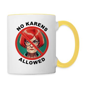 Karen_Ai-image_Tshirt_Luuks - Tasse zweifarbig - Weiß/Gelb - Rechts