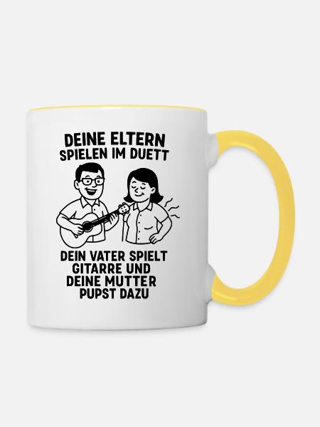 duett eltern musik - Tasse zweifarbig - Weiß/Gelb