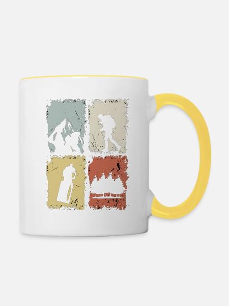Vier Panel Silhouette Grunge - Tasse zweifarbig - Weiß/Gelb