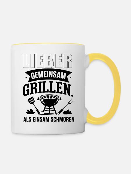 Gemeinsam Grillen - Tasse zweifarbig - Weiß/Gelb