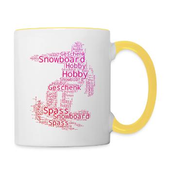 Snowboard Love Clear Look for Snowboard - Mug contrasté - blanc/jaune - Droite