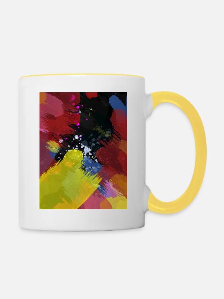 Farbexplosion Abstrakte Farbflächen - Tasse zweifarbig - Weiß/Gelb