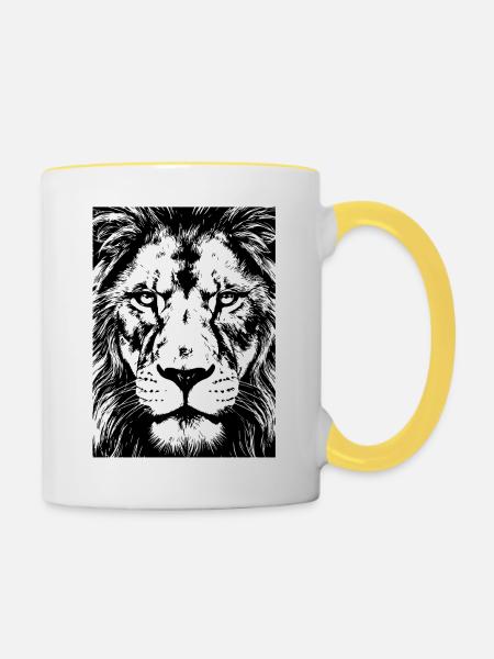 Löwenblick Intensive Kraft - Tasse zweifarbig - Weiß/Gelb