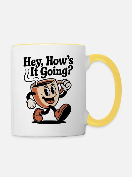 Laufender Kaffeebecher - Tasse zweifarbig - Weiß/Gelb