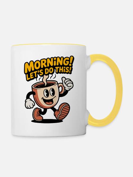 Morgenkaffee Motivation Tasse - Tasse zweifarbig - Weiß/Gelb