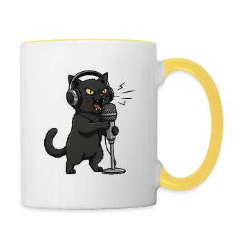 Vocal Shred Chat Chant Musique - Mug contrasté - blanc/jaune - Droite