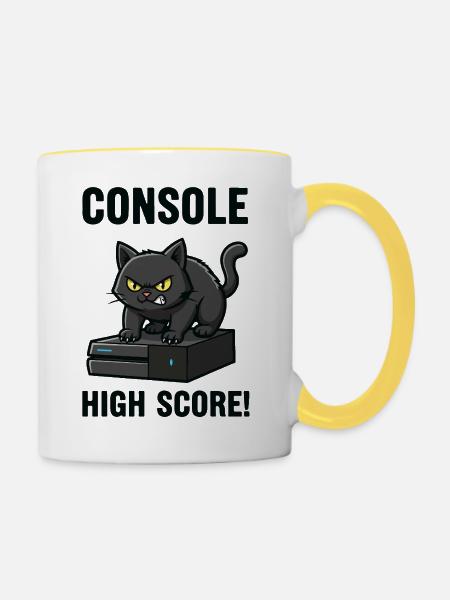 Konsolen-Highscore-Chat-Gamer-Spiele - Tasse zweifarbig - Weiß/Gelb