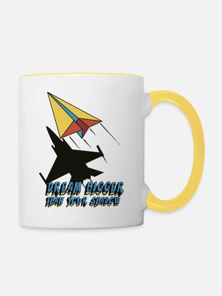 Dream bigger than your shadow - Tasse zweifarbig - Weiß/Gelb