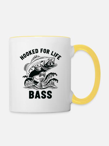 Angeln auf Seebarsch-Fluss - Tasse zweifarbig - Weiß/Gelb