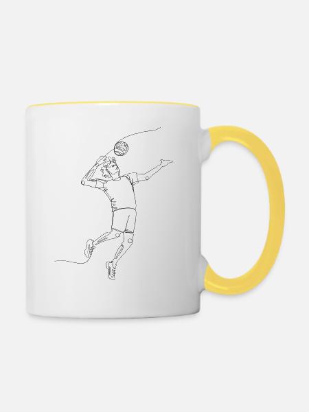Volleyball Design - Tasse zweifarbig - Weiß/Gelb