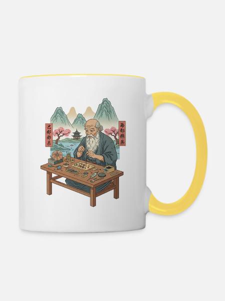 Pyro Feuerwerker - Tasse zweifarbig - Weiß/Gelb