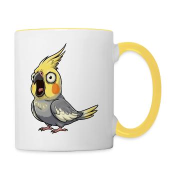 Yellow Cockatiel Riot - Contrasting Mug - white/yellow - Right