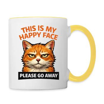 Angry Cat Please Go Away Humor - Contrasting Mug - white/yellow - Right