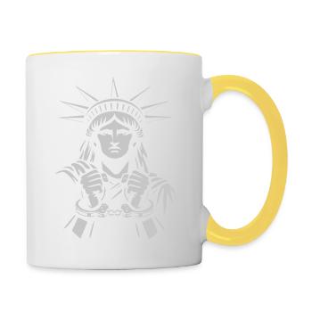 Statue de la Liberté enchaînée - Mug contrasté - blanc/jaune - Droite