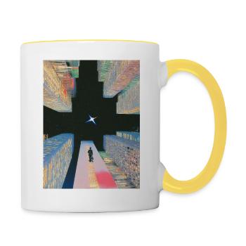 universe design - Tasse zweifarbig - Weiß/Gelb - Rechts