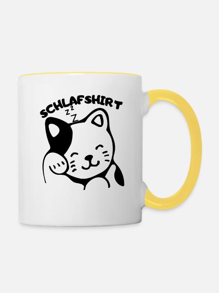 cat - Tasse zweifarbig - Weiß/Gelb