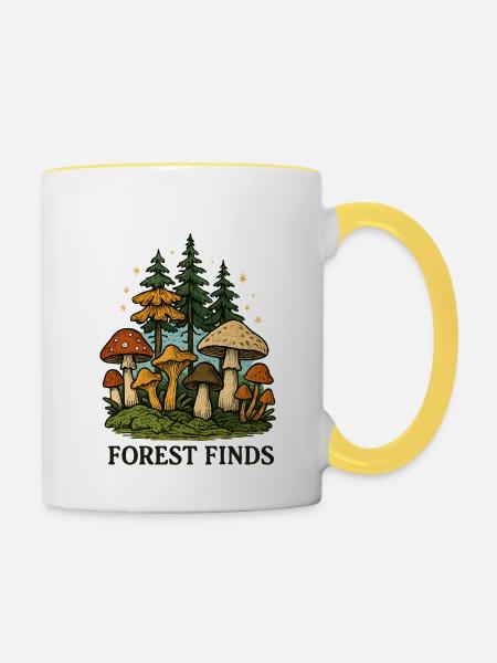 Waldfunds Pilz-Entdeckung - Tasse zweifarbig - Weiß/Gelb