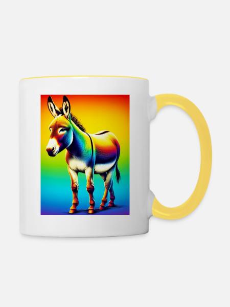 Esel-Maultier - Tasse zweifarbig - Weiß/Gelb