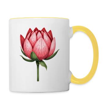 Zuckerbüsche Protea Blume - Tasse zweifarbig - Weiß/Gelb - Rechts
