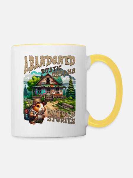 Unerzählte Geschichten: Rustikale Hütte - Tasse zweifarbig - Weiß/Gelb
