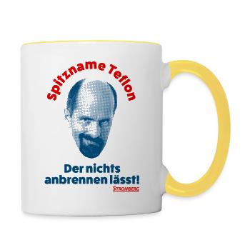 Stromberg Spitzname Teflon Mit Spruch - Tasse zweifarbig - Weiß/Gelb - Rechts