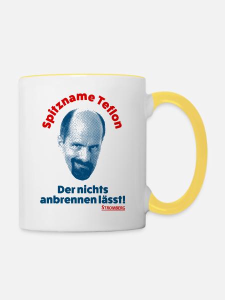 Stromberg Spitzname Teflon Mit Spruch - Tasse zweifarbig - Weiß/Gelb