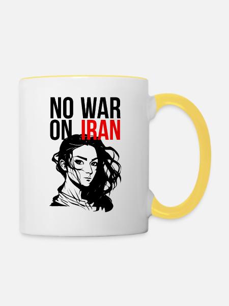 No War On Iran - Tasse zweifarbig - Weiß/Gelb