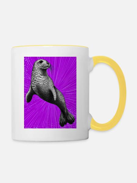 Siegel - Tasse zweifarbig - Weiß/Gelb