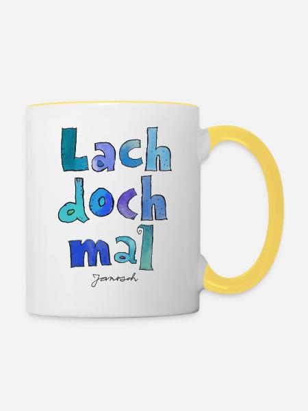 Janosch Lach Doch Mal Spruch - Tasse zweifarbig - Weiß/Gelb