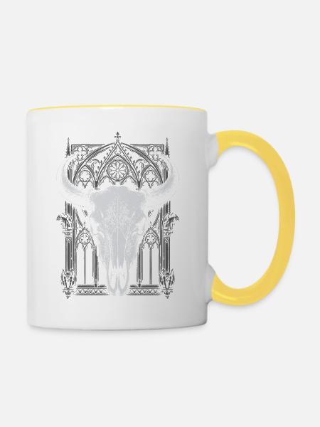 Gotisches Stierschädelwappen - Tasse zweifarbig - Weiß/Gelb