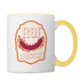 Le Roi de la Saucisse - Mug contrasté - blanc/jaune - Droite