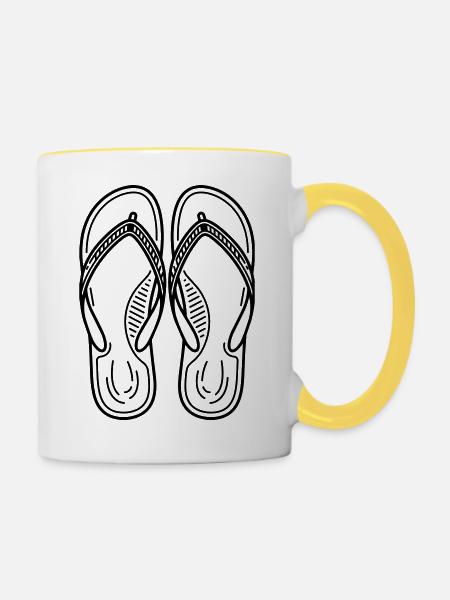 Sommer-Flip-Flops - Tasse zweifarbig - Weiß/Gelb