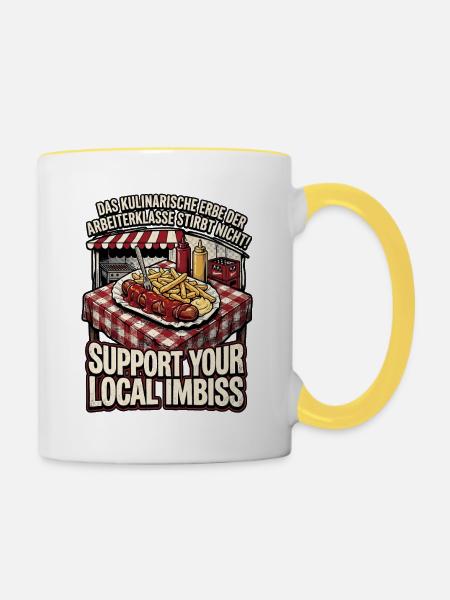 Kulinarischer Arbeiter - Tasse zweifarbig - Weiß/Gelb