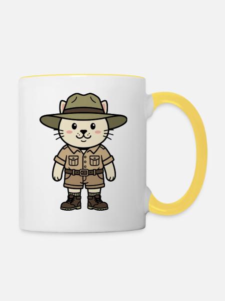 Australische Katze - Tasse zweifarbig - Weiß/Gelb