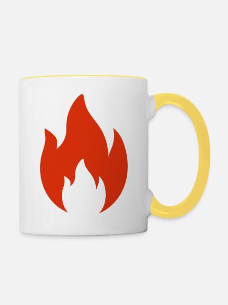 Flamme - Tasse zweifarbig - Weiß/Gelb