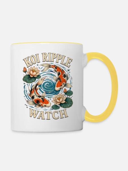 KOI RIPPLE WATCH - Tasse zweifarbig - Weiß/Gelb
