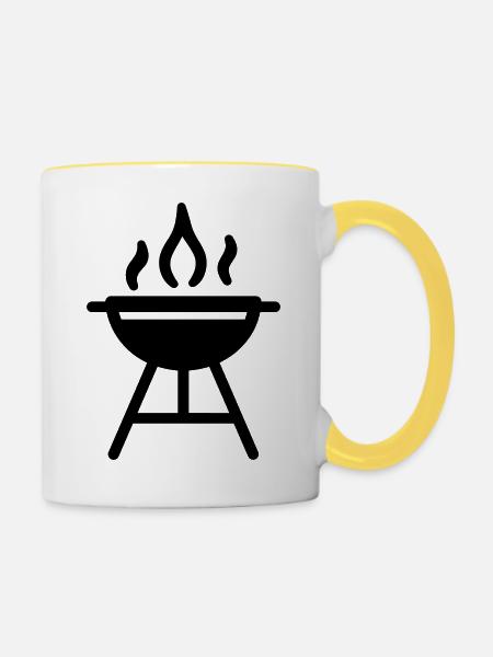 Grillen - Tasse zweifarbig - Weiß/Gelb