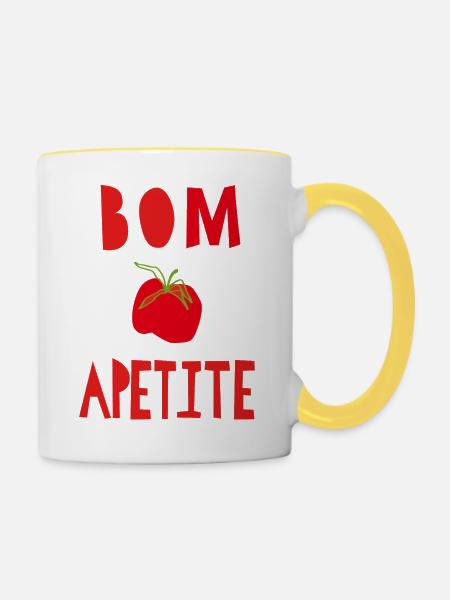 bom apetite - Tasse zweifarbig - Weiß/Gelb