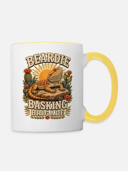 BEARDIE BASKING BRIGADE - Tasse zweifarbig - Weiß/Gelb