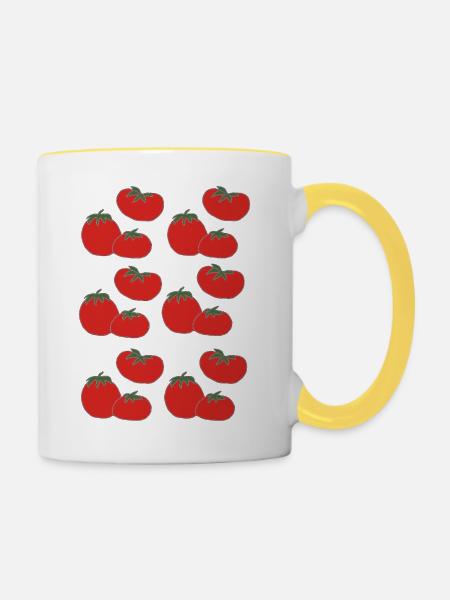 Tomaten Muster Kollektion - Tasse zweifarbig - Weiß/Gelb