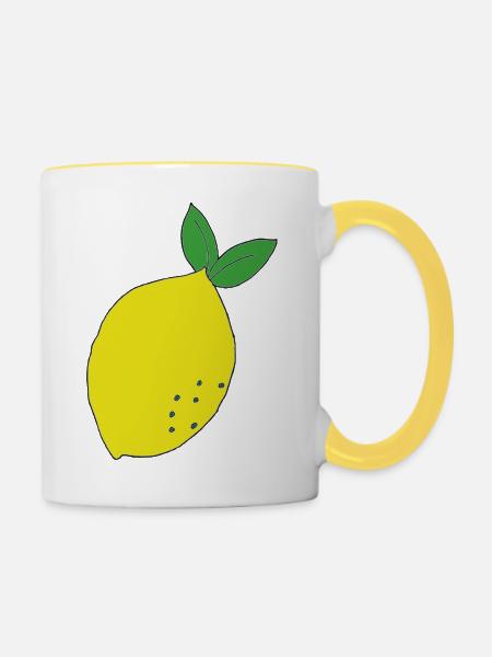 Zitrone Leuchtendes Muster - Tasse zweifarbig - Weiß/Gelb