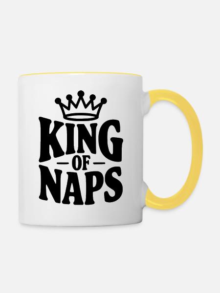 König der Nickerchen - Tasse zweifarbig - Weiß/Gelb