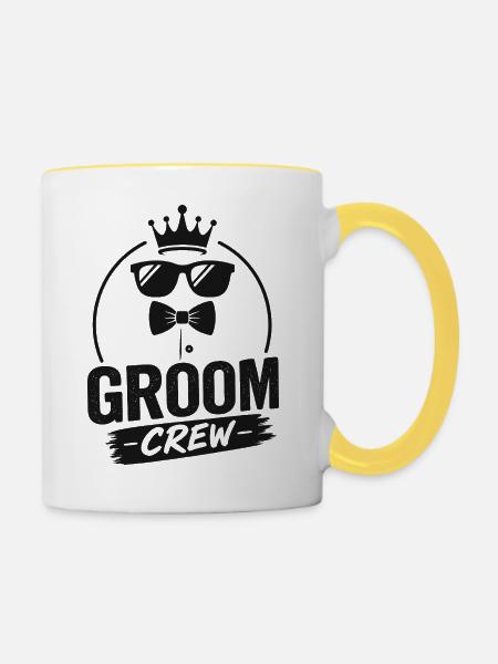 Groom Crew Krone Design - Tasse zweifarbig - Weiß/Gelb