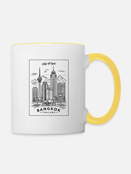 Bangkok - Tasse zweifarbig - Weiß/Gelb
