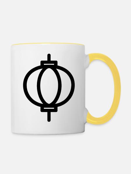 Chinesische Laterne - Tasse zweifarbig - Weiß/Gelb