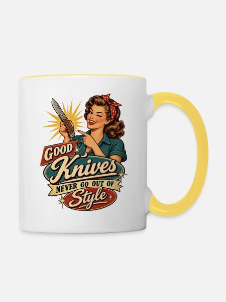 Retro Pinup Messer Stil - Tasse zweifarbig - Weiß/Gelb