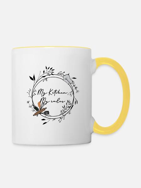 Kochkunst Grillabend - Tasse zweifarbig - Weiß/Gelb