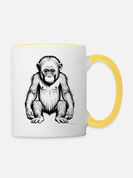 Baby-Schimpanse - Tasse zweifarbig - Weiß/Gelb