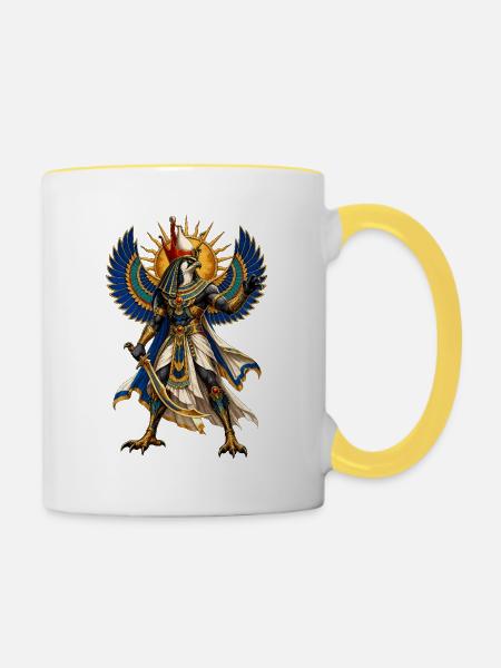Horus Krieger mit Sonnenstern - Tasse zweifarbig - Weiß/Gelb